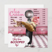 Retro ijssalon schepte Vrijgezellenfeest op Kaart (Voorkant / Achterkant)