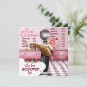 Retro ijssalon schepte Vrijgezellenfeest op Kaart (Staand voorkant)