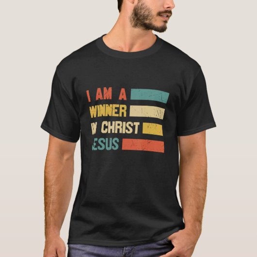 Retro Ik ben een winnaar van Jezus Savior Christi T-shirt (Voorkant)
