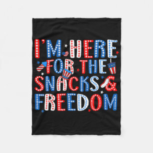 Retro Ik ben hier alleen voor de snacks en vrijhei Fleece Deken