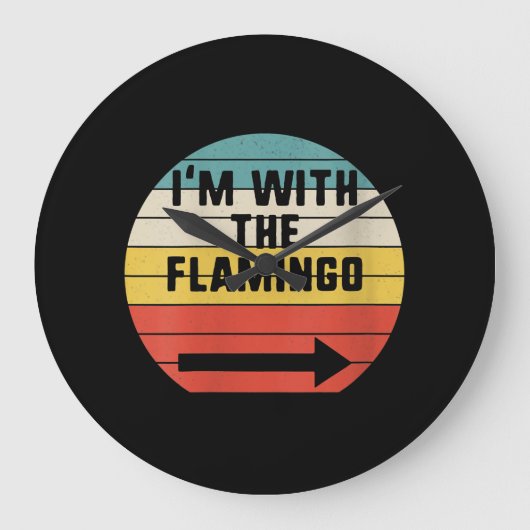 Retro ik ben met de Flamingo | Flamingo Grote Klok (Voorkant)