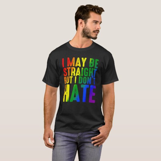 Retro Ik ben misschien hetero, maar ik haat Rainbo T-shirt (Voorkant volledig)