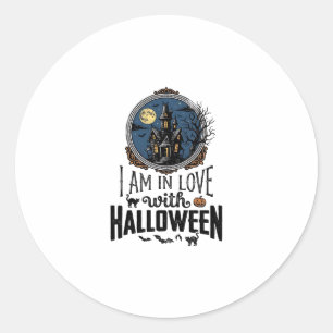 Retro Ik Ben Verliefd Op Halloween Shirt Ontwerp_1 Ronde Sticker