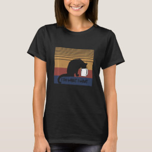 Retro ik doe wat ik wil dat grappige zwarte kat t-shirt