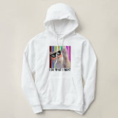 Retro Ik doe wat ik wil van kattenliefje. Hoodie (Design voorkant)