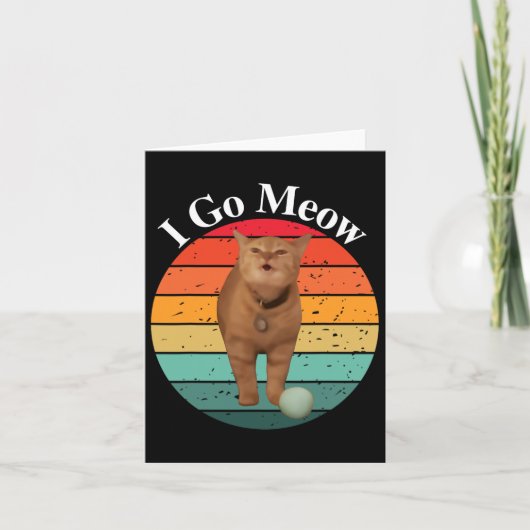 Retro Ik Ga Miauw Mopshond Grappige Kat Zingt Meme Kaart (Voorkant)
