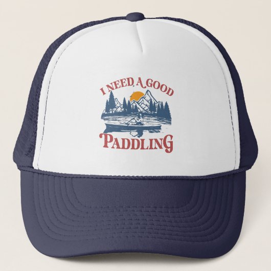 Retro Ik heb een goede paddling nodig Kayaking Kay Trucker Pet (Voorkant)