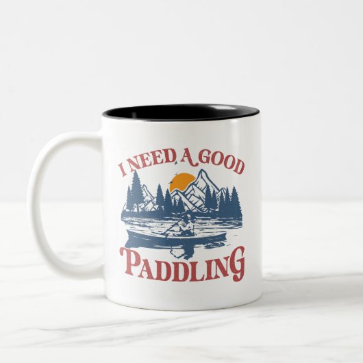 Retro Ik heb een goede paddling nodig Kayaking Kay Tweekleurige Koffiemok (Links)