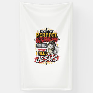 Retro Ik heb Jezus Nodig Christelijk T-Shirt Ontwe Spandoek