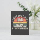 Retro Ik heb twee titels papa en papa Briefkaart (Staand voorkant)