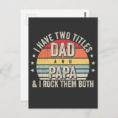Retro Ik heb twee titels papa en papa Briefkaart (Voorkant / Achterkant)