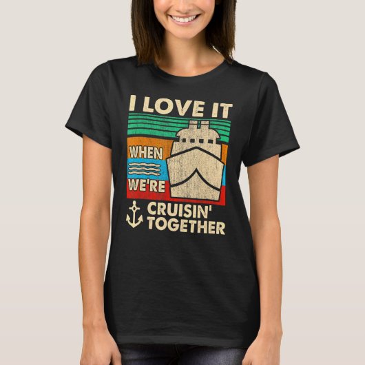 Retro ik hou ervan als we samen kruisen t-shirt (Voorkant)