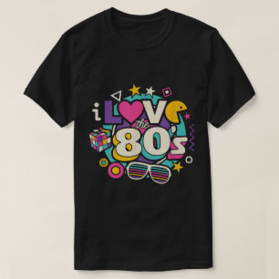 Retro Ik hou van de jaren 80 Kleurrijk vintage ont T-shirt