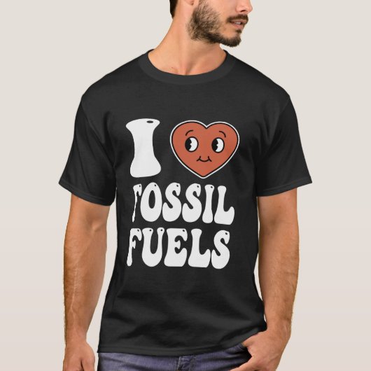 Retro Ik hou van fossiele brandstoffen Shirt Manne (Voorkant)