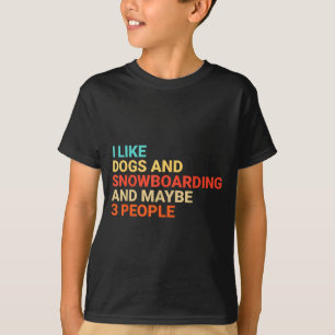 Retro Ik Hou Van Honden En Snowboarden Liefhebber T-shirt