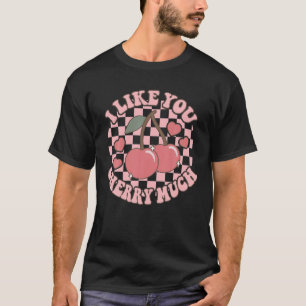Retro Ik hou van je Cherry Heat Groovy Valentijn T-shirt