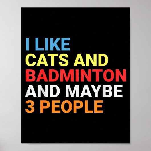 Retro Ik Hou Van Katten En Badminton Liefhebber Gr Poster (Voorkant)