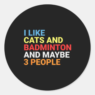 Retro Ik Hou Van Katten En Badminton Liefhebber Gr Ronde Sticker
