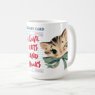 Retro Ik hou van katten en boeken Koffiemok