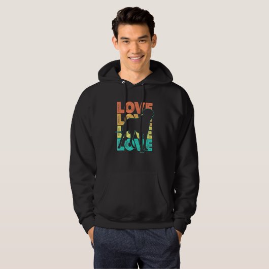 Retro Ik hou van mijn Engels Mastiff Dog Theme Des Hoodie (Voorkant volledig)