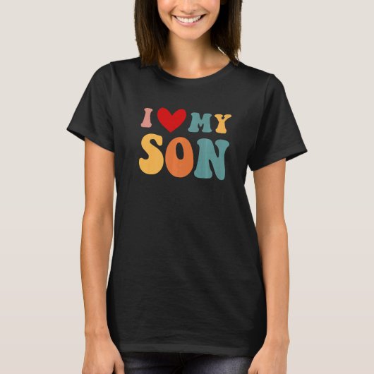 Retro Ik hou van mijn zoon T-shirt (Voorkant)