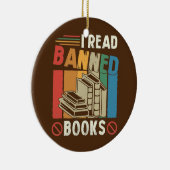  retro Ik las boekoverboekingen met verboden boeki Keramisch Ornament (Rechts)