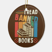  retro Ik las boekoverboekingen met verboden boeki Keramisch Ornament (Links)