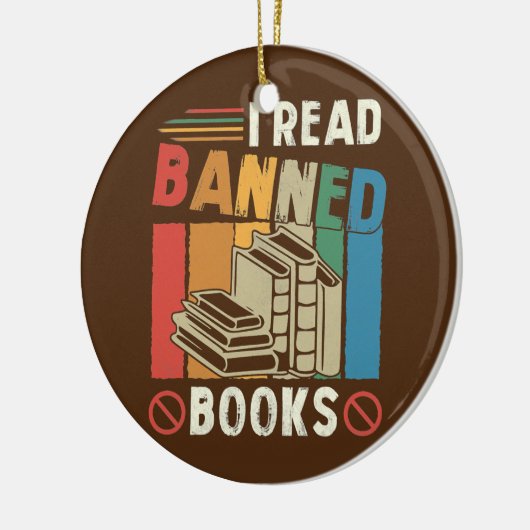  retro Ik las boekoverboekingen met verboden boeki Keramisch Ornament (Links)