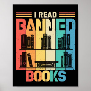  retro Ik las verboden boeken voor boekenoverboeki Poster