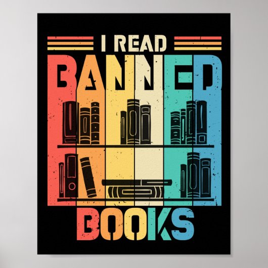  retro Ik las verboden boeken voor boekenoverboeki Poster (Voorkant)