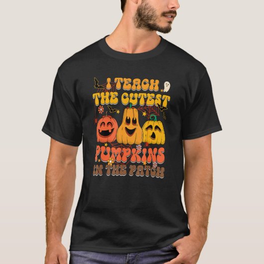 Retro ik leer de beste pompoen in het patchtheek t-shirt (Voorkant)