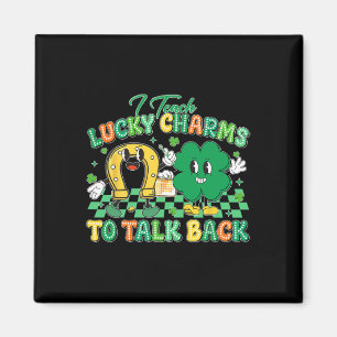 Retro Ik Leer Lucky Charms Praten Ck St. Patrick's Magneet