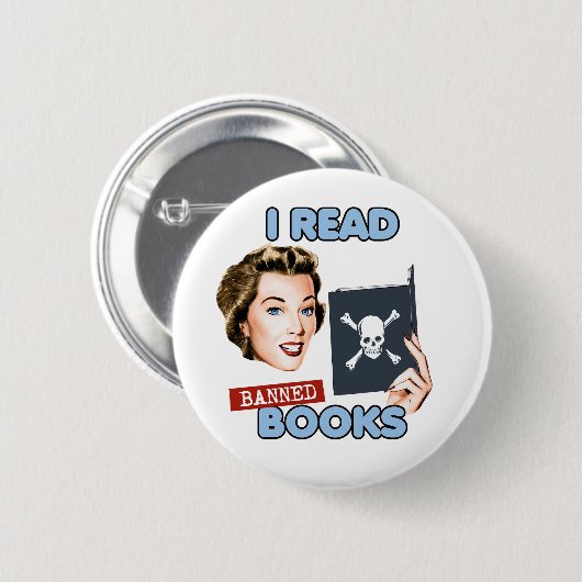 Retro Ik lees verboden boeken Ronde Button 5,7 Cm (Voorkant /achterkant)