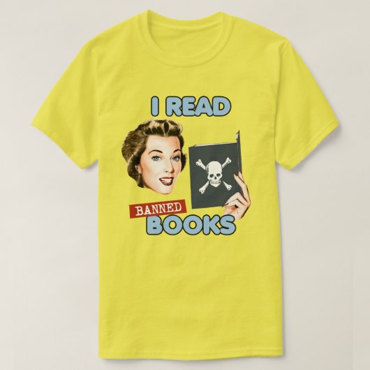 Retro Ik lees verboden boeken T-shirt (Design voorkant)