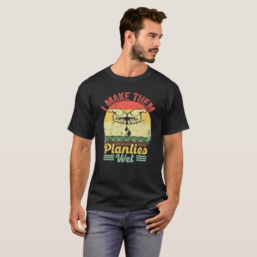 Retro  ik maak ze Planties Natte Funny Plant T-shirt (Voorkant volledig)