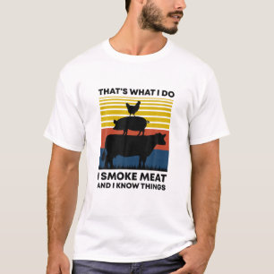Retro ik rok vlees en ken dingen grappig BBQ Pitma T-shirt