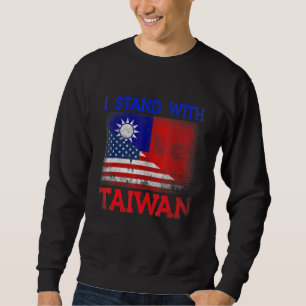 Retro ik sta achter Taiwan half Amerikaanse vlag T Trui
