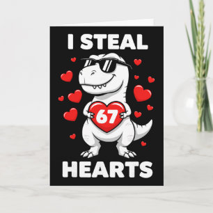 Retro ik steel 67 harten 67 Valentijnsdag dinosaur Kaart