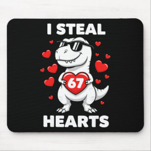 Retro ik steel 67 harten 67 Valentijnsdag dinosaur Muismat