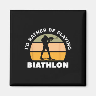 Retro Ik zou liever spelen Biathlon Biatleet 1 Magneet