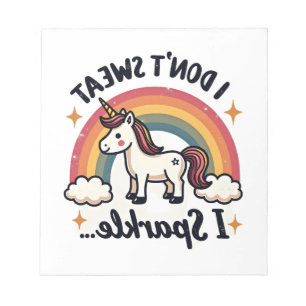 Retro Ik Zweet Niet Ik Fonkel Eenhoorn Regenboog P Notitieblok