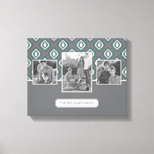 Retro Ikat Tribal Patroon Foto's en tekst van de Canvas Afdruk