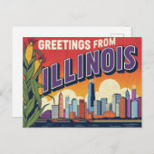 Retro Illinois Chicago Skyline Corn Greetings Briefkaart (Voorkant / Achterkant)