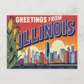 Retro Illinois Chicago Skyline Corn Greetings Briefkaart (Voorkant)