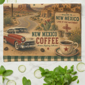 Retro Illinois Highway Coffee Diner Reizen Theedoek (Gevouwen)