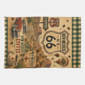 Retro Illinois Highway Coffee Diner Reizen Theedoek (Horizontaal)