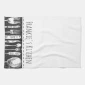 Retro Illustrated Cutlery Theedoek (Horizontaal)