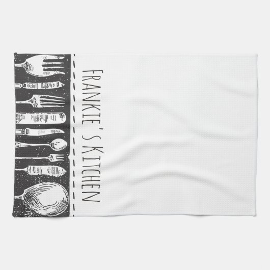 Retro Illustrated Cutlery Theedoek (Horizontaal)