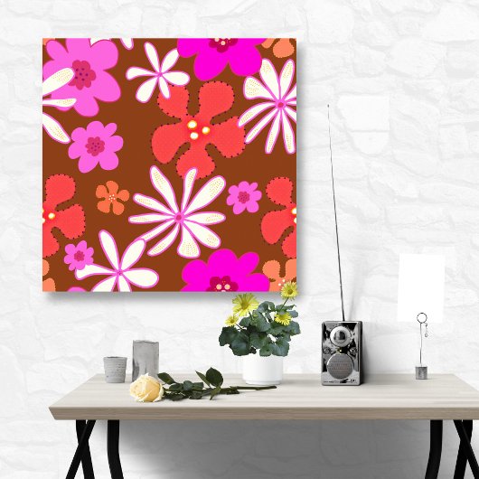 Retro Illustrated Floral Wall Art Poster