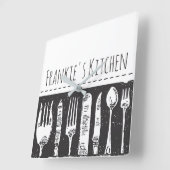 Retro Illustratie aangepaste aangepaste tekst voor Vierkante Klok (Hoek)